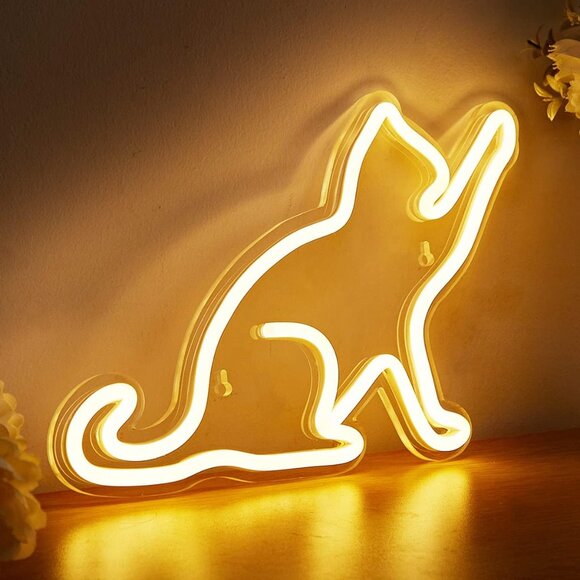 Cat LED Neon Sign Warm White USB Night Light for Kids Room Wall Decor  Gift - Picture 5 of 6
